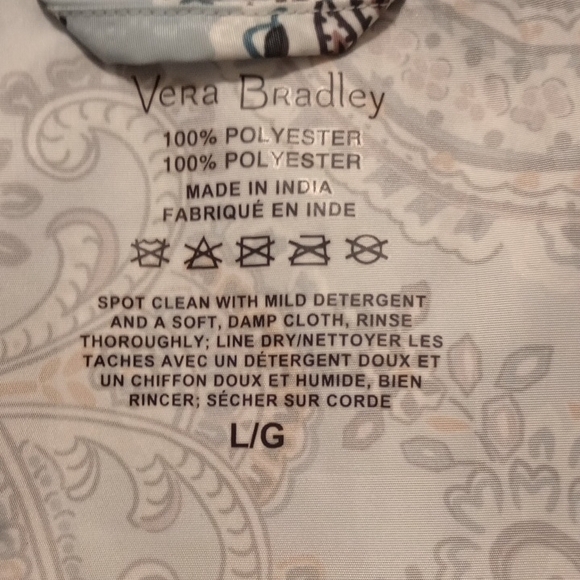 Vera Bradley Packable Raincoat in the Soft Sky Paisley pattern.  - Picture 2 of 7